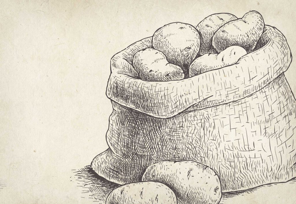 Illustration of a sack full of potatoes